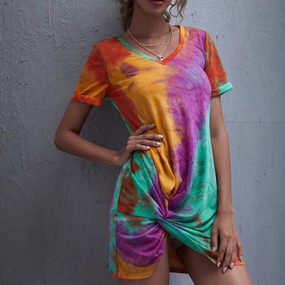 Twist hem tie dye dress